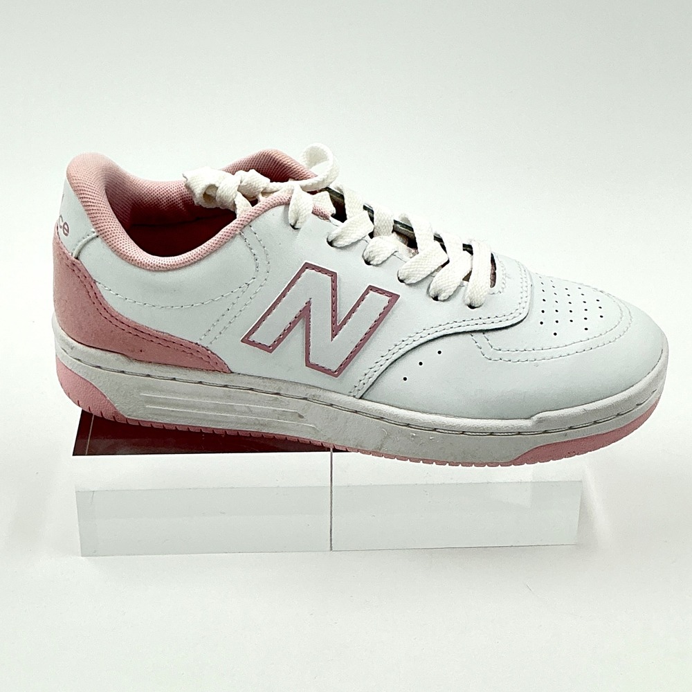 New Balance Girls Size 4.5 Sneaker White Pink Leather 80 Court Kids